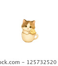 Kitten and chick in a mug_pastel 125732520