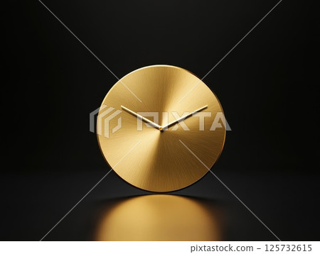 Elegant gold clock display on minimal black background for timeless wall decor 125732615
