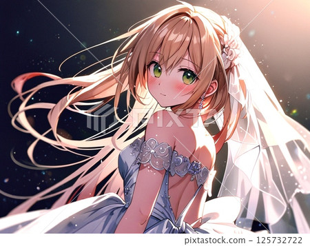 圖:身穿婚紗的美麗金髮女孩,簡單的背景 圖:身穿婚紗的美麗金髮女孩,簡單的背景 125732722