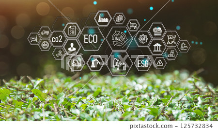 Green industrial energy for sustainable energy. Environmentally friendly with low carbon dioxide emissions. Green factory industry for D -Ozone, low carbon air 125732834