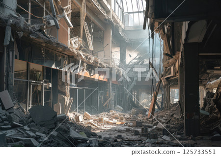 Shopping malls were damaged by terrorist attacks AI Generative 125733551