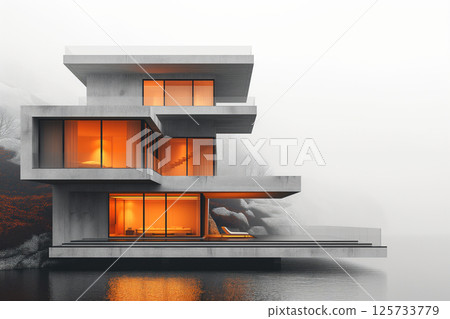 Monolithic three story housing designed in minimalist style AI Generative Monolithic three story housing designed in minimalist style AI Generative 125733779
