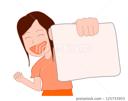 Woman showing paper 125733953