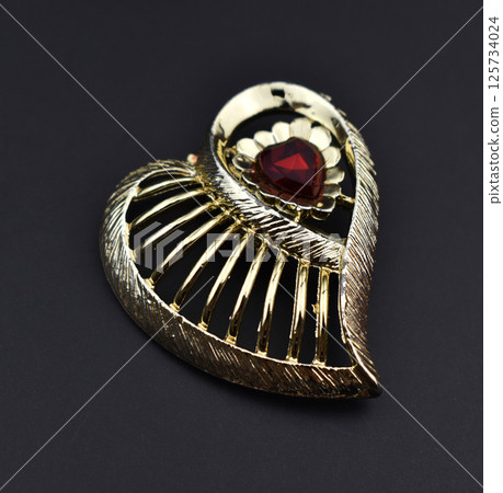Flat shot of elegant brooch for women vintage design 125734024