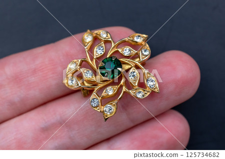 Vintage brooch with floral pattern feminine jewelry photo 125734682