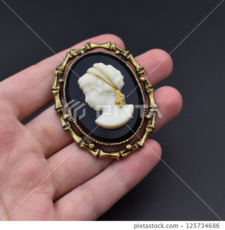 Floral brooch vintage accessory product photo flat layout 125734686