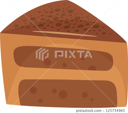 Indulging in a creamy and rich slice of layered chocolate cake, topped with a delicate dusting of cocoa powder, creates an irresistible dessert experience Indulging in a creamy and rich slice of layered chocolate cake, topped with a delicate dusting of cocoa powder, creates an irresistible dessert experience 125734965