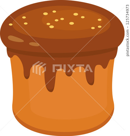 Isolated illustration featuring a panettone cake topped with luscious, dripping chocolate and colorful sprinkles, embodying a beloved traditional dessert for Christmas celebrations 125734973