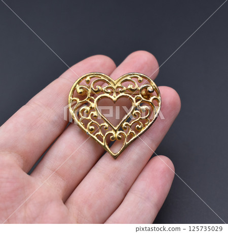 Brooch for women floral vintage detail jewelry on fabric Brooch for women floral vintage detail jewelry on fabric 125735029