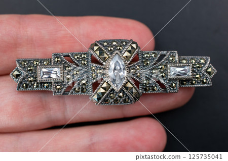 Retro floral brooch handmade detail photo for women 125735041