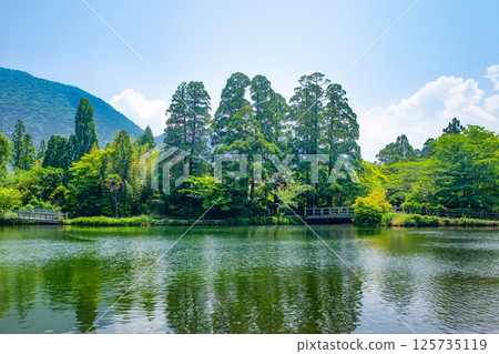 Fresh green Yufuin Kinka Lake 125735119