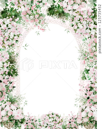 Watercolor card with wedding ceremony. Illustration 125735452