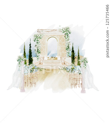 Watercolor card with wedding ceremony. Illustration Watercolor card with wedding ceremony. Illustration 125735466