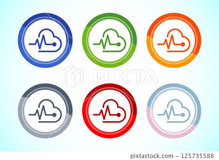 Heartbeat pulse icon design illustration, Medical heart sign symbol, 6 color button design set Heartbeat pulse icon design illustration, Medical heart sign symbol, 6 color button design set 125735588