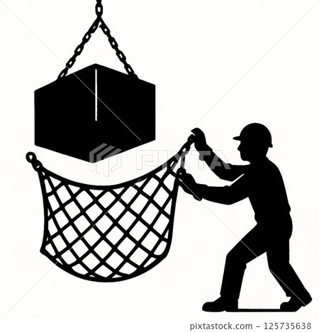 Work site protected by fall prevention net 125735638