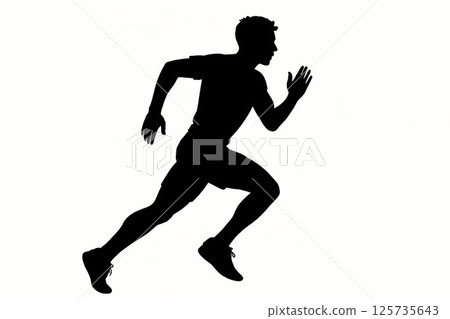 一名男子短跑的輪廓 125735643