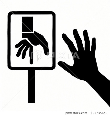 Warning sign to avoid getting your hand caught Warning sign to avoid getting your hand caught 125735649