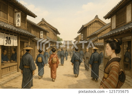 江戶時代街道上的人們 江戶時代街道上的人們 125735675