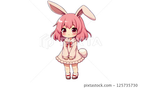 Cute pink bunny girl 125735730