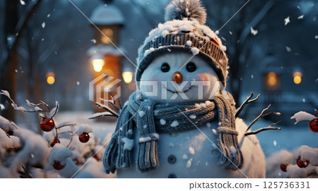 Beautiful winter snowman for New Year and Christmas 125736331