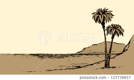 Vector landscape. Sketch of sea side Vector landscape. Sketch of sea side 125736657