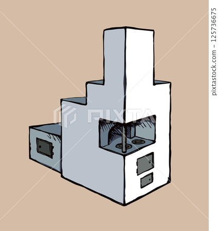 Old Russian stove. Vector drawing 125736675