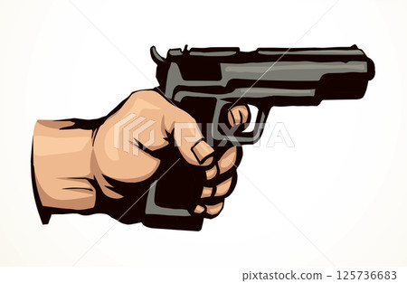 Hand with a gun. Vector drawing Hand with a gun. Vector drawing 125736683
