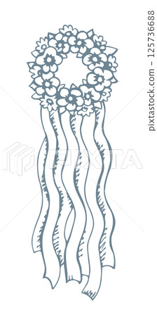 Ukrainian wreath with ribbons. Vector drawing 125736688
