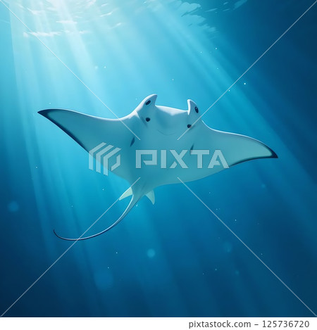 Majestic Manta Ray Underwater 125736720