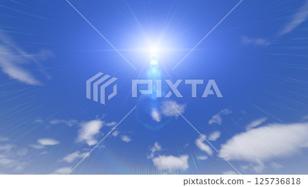 Clear daytime sky, sun and lens flare Clear daytime sky, sun and lens flare 125736818