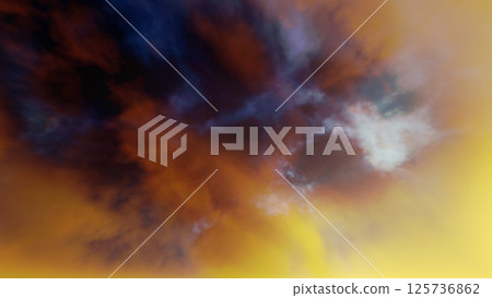 日落時分的藍天和橘色的雲彩 日落時分的藍天和橘色的雲彩 125736862