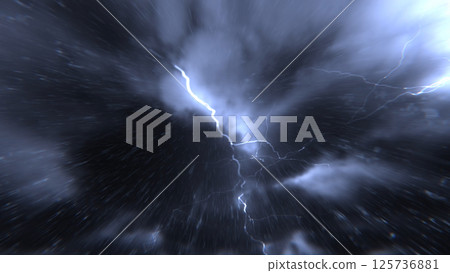 Thunderclouds and pouring rain at night 125736881