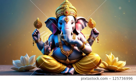Lord Ganesha, depicted in a soft background Lord Ganesha, depicted in a soft background 125736996