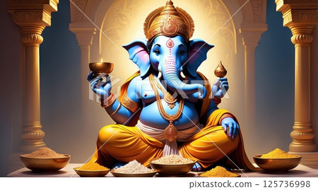 Lord Ganesha, depicted in a soft background Lord Ganesha, depicted in a soft background 125736998