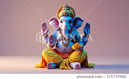 Lord Ganesha, depicted in a soft background 125737009