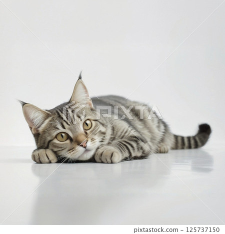 Lying brown tabby cat 125737150