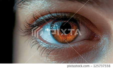 Close-up of a girl's brown eye 125737338