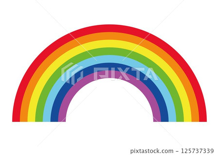 Bright Rainbow Arc. Simple Colorful Rainbow Curve Illustration. Minimalist Flat Design for Kids, Posters, Cards, Nursery, Education, and Creative Projects Bright Rainbow Arc. Simple Colorful Rainbow Curve Illustration. Minimalist Flat Design for Kids, Posters, Cards, Nursery, Education, and Creative Projects 125737339