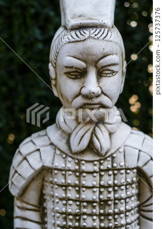 Terracotta army soldier statue exhibiting traditional chinese armor 125737376