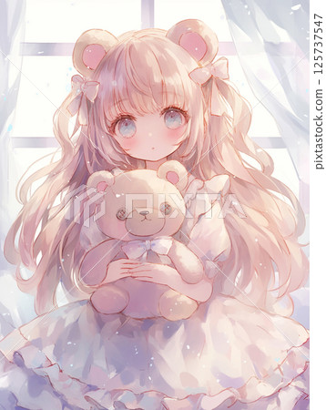 White angel girl with bear ears 125737547