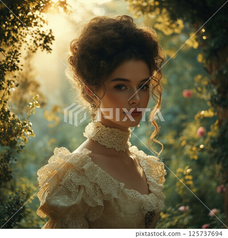 Portrait of a girl in the style of the 1800s 125737694