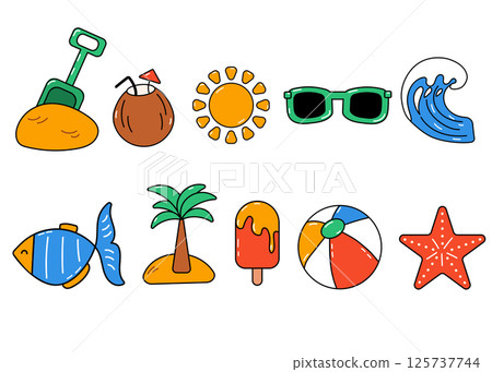 Set of retro summer elements Set of retro summer elements 125737744