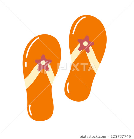 Flip Flop orange pair with star 125737749