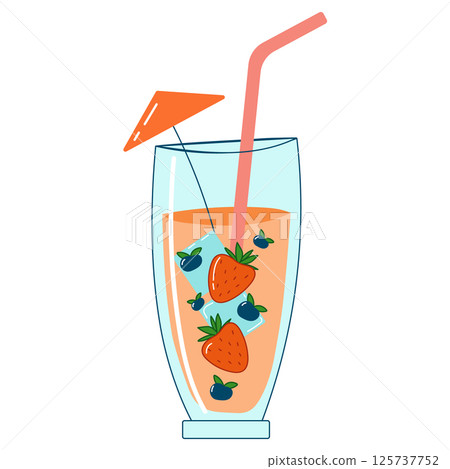 Summer strawberry coctail in glass Summer strawberry coctail in glass 125737752