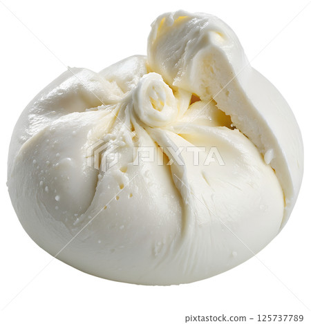 Fresh burrata cheese Isolated on the transparent background, italian dairy delicacy 125737789