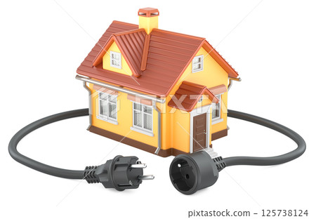 Power outage in home, concept. Electric Plug and Socket disconnection. 3D rendering Power outage in home, concept. Electric Plug and Socket disconnection. 3D rendering 125738124