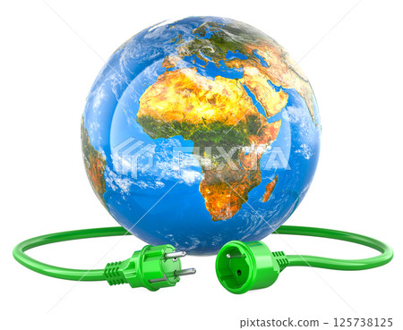 Power outage, global blackout, concept. Earth Globe with Electric Plug and Socket disconnection. 3D rendering 125738125
