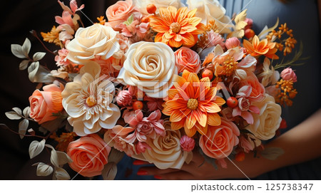 Beautiful wedding festive bouquet of the bride 125738347