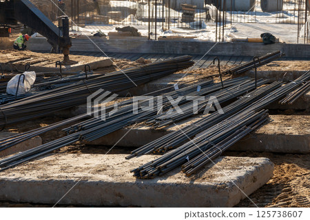 Stack of construction armature 125738607