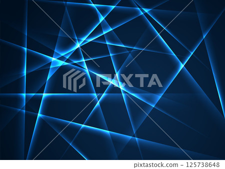 Blue neon laser lines abstract retro futuristic low poly background 125738648
